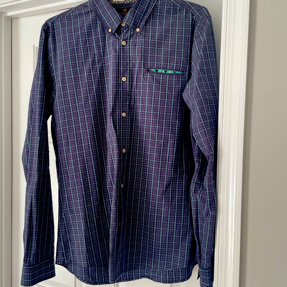 Scotch & Soda Plaid Men's Button-Down Short Sz XL